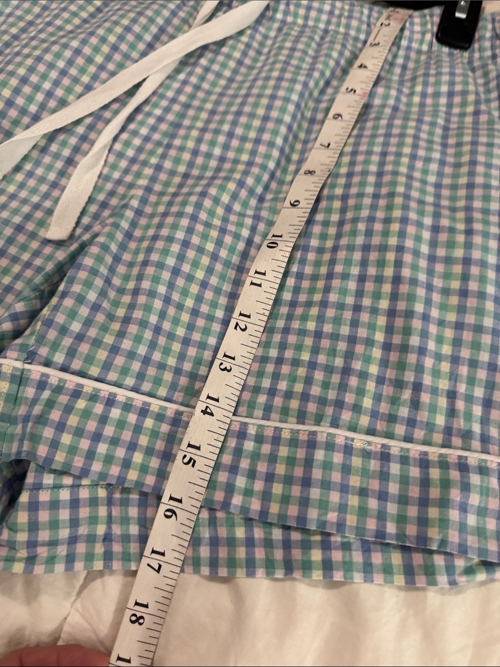 Petite Plume Woman’s Short Sleeve Blue Gingham Shirt Set - Picture 6 of 8